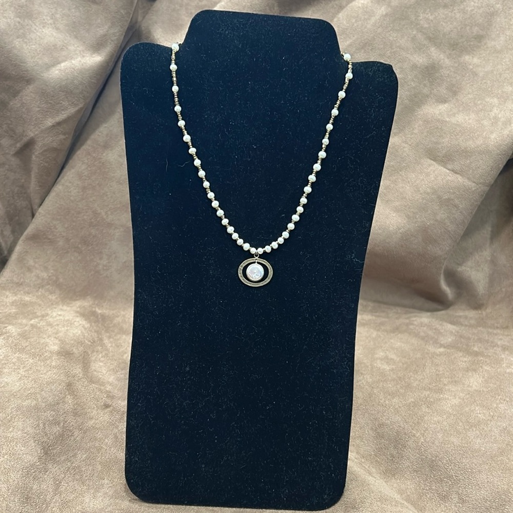 Silpada Sterling Silver and Brass Pearl Necklace